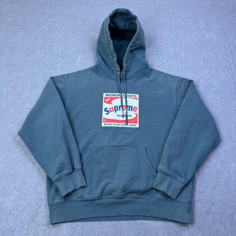 Supreme Shine Hoodie Men's Medium Gray Brillo Logo Cotton Fleece Sweatshirt 2021